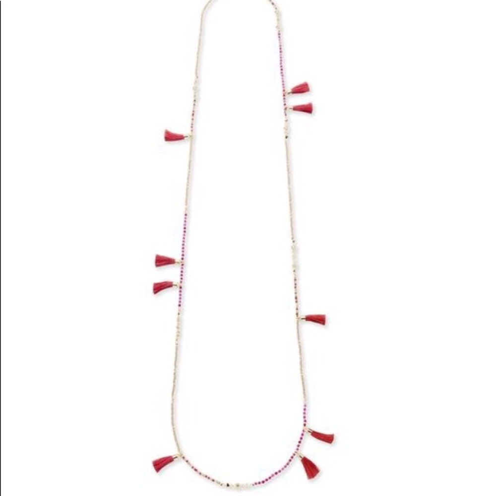 Kendra Scott Augusta gold long necklace pink agate